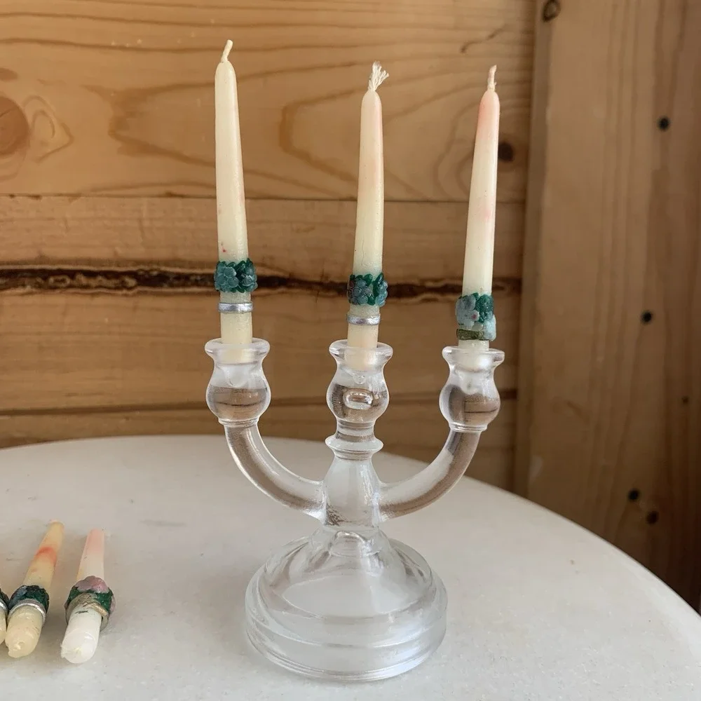 Dollhouse‎ Miniature Victorian Candelabra And 12 Real Wax Candles Flaws 5.5